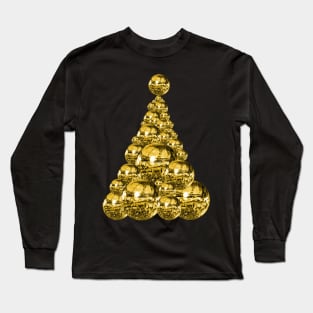 Glittering Gold Disco Ball Christmas Tree Long Sleeve T-Shirt